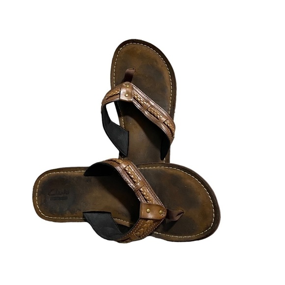 Clarks Women's Thong FENNER NERICE Honey Slip-on Flip Flop Sandal Shoes Size 9 - Picture 2 of 14